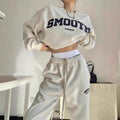 Gray Hoodie And Pants Fashion Running Two-piece Set Trendy