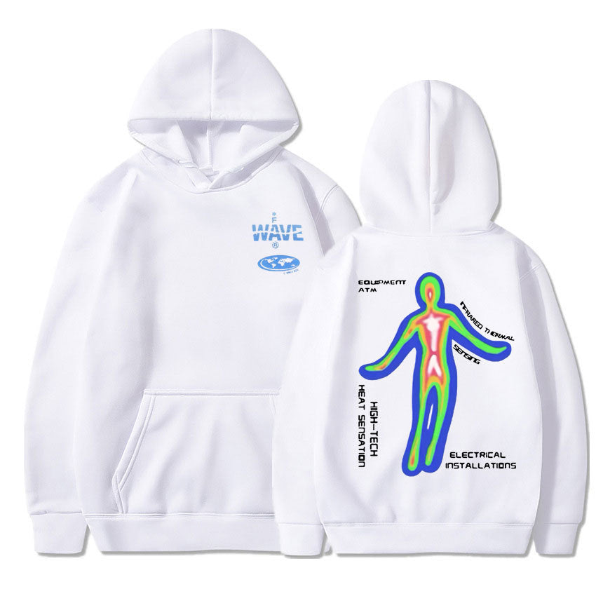 Skeleton Thermal Imaging Graphic Print Hoodie Men's Hip Hop