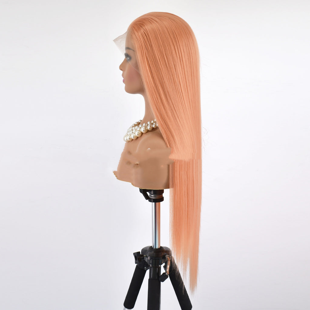 Hand Crocheting Wig Front Lace Long Straight Wig Sheath