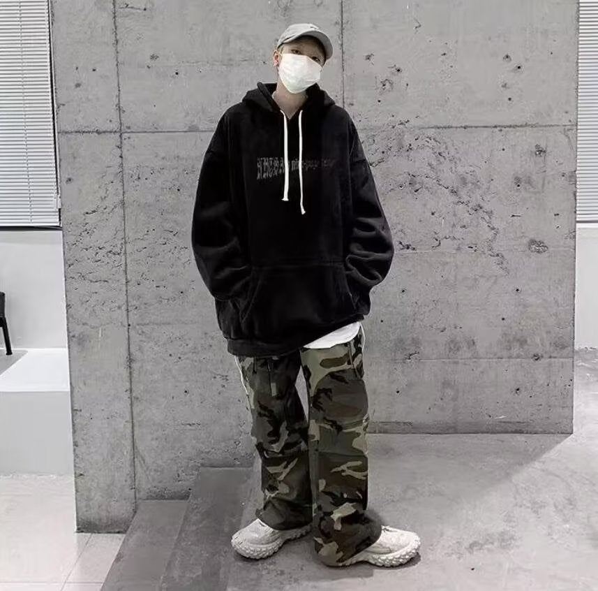Mens American-style Fleece-lined Hoodie For Fall And Winter