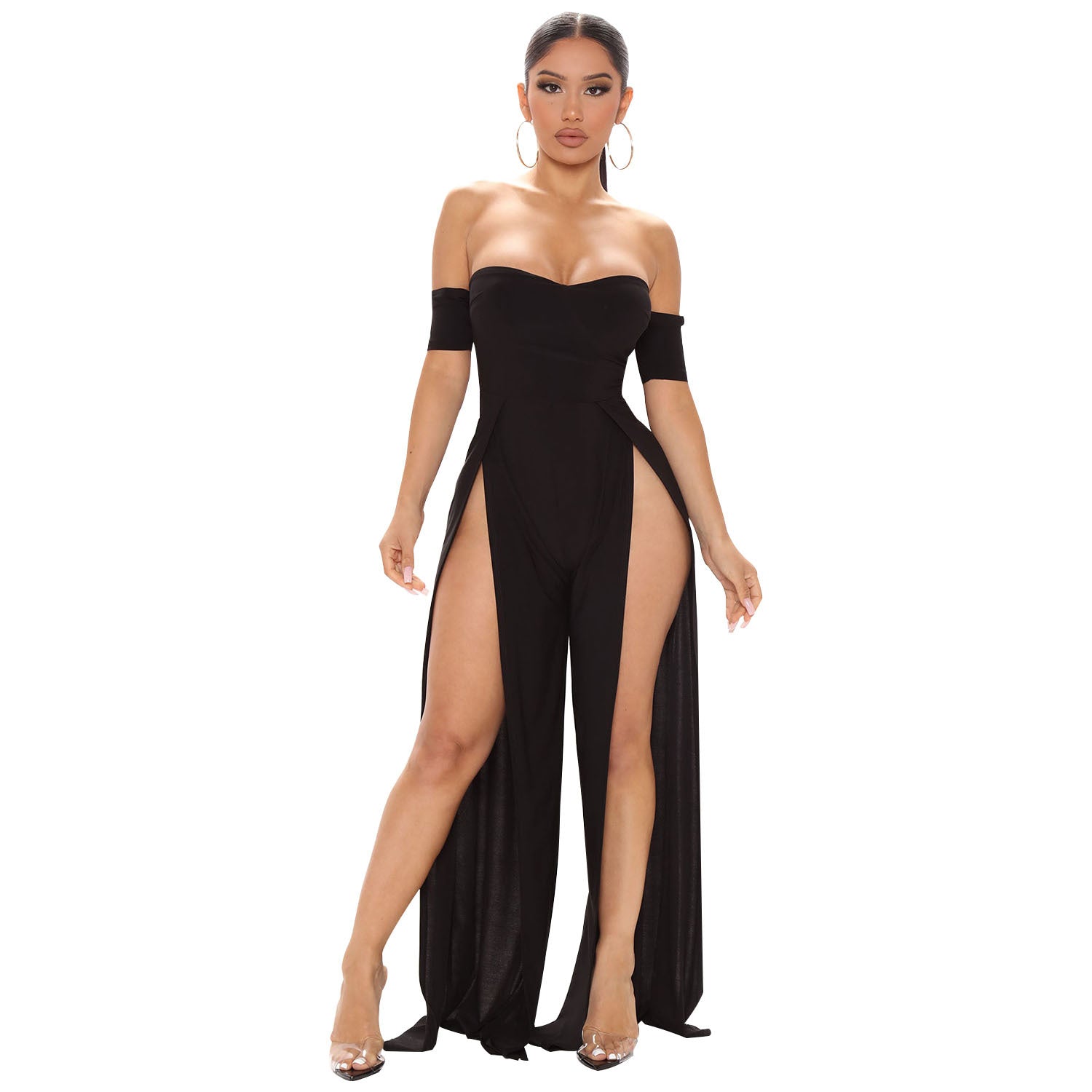Women's Fashion Mesh Print Sheer Pant Set