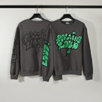 American Street Tide Alphabet Print Crewneck Hoodie Pullover
