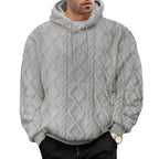 Men's Casual Jacquard Double-Sided Fleece Hoodie Top