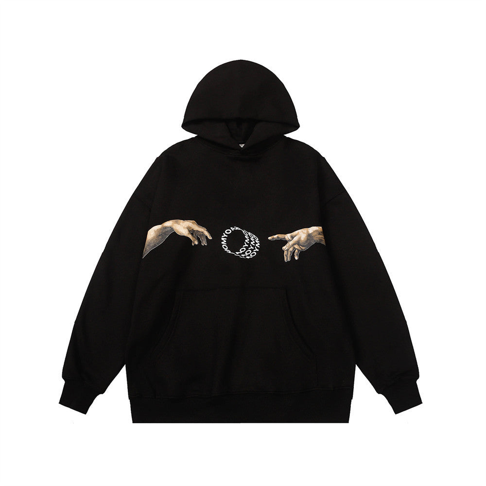 Men's Creative Printing Fleece Hooded Sweatshirt