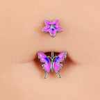 Dripping Butterfly Belly Ring Navel Stud Piercing Jewelry