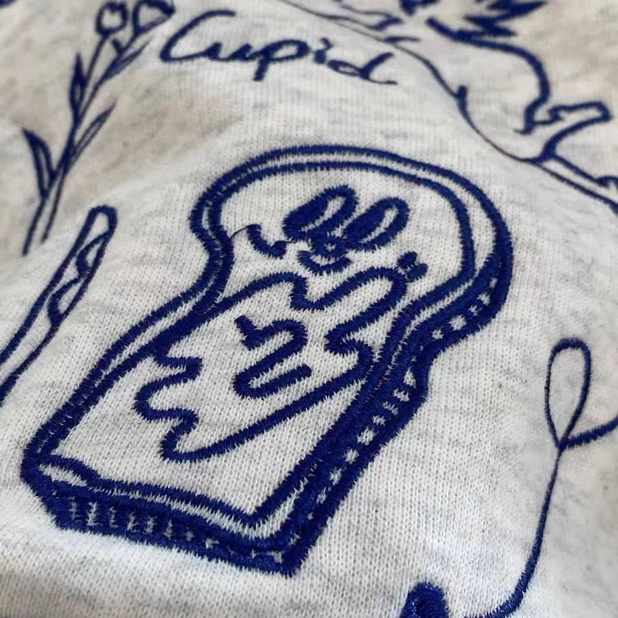 Chest-embroidered Heart And Bunny