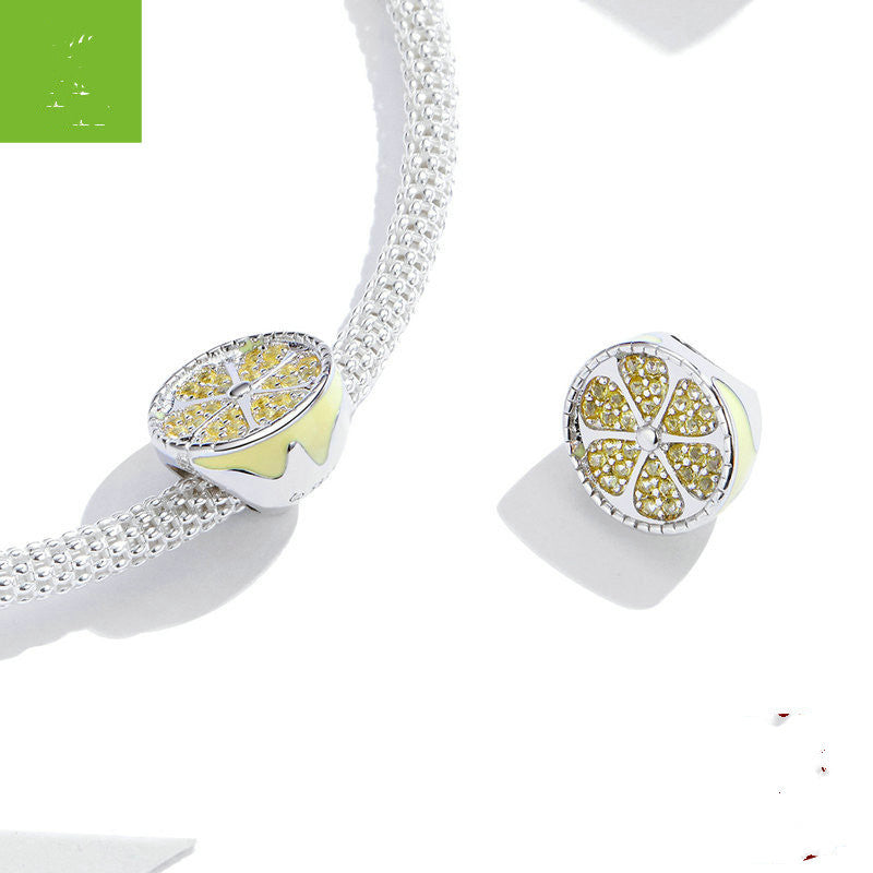Sterling Silver  Lemon Beaded Creative Fruit Dripping Jewelry