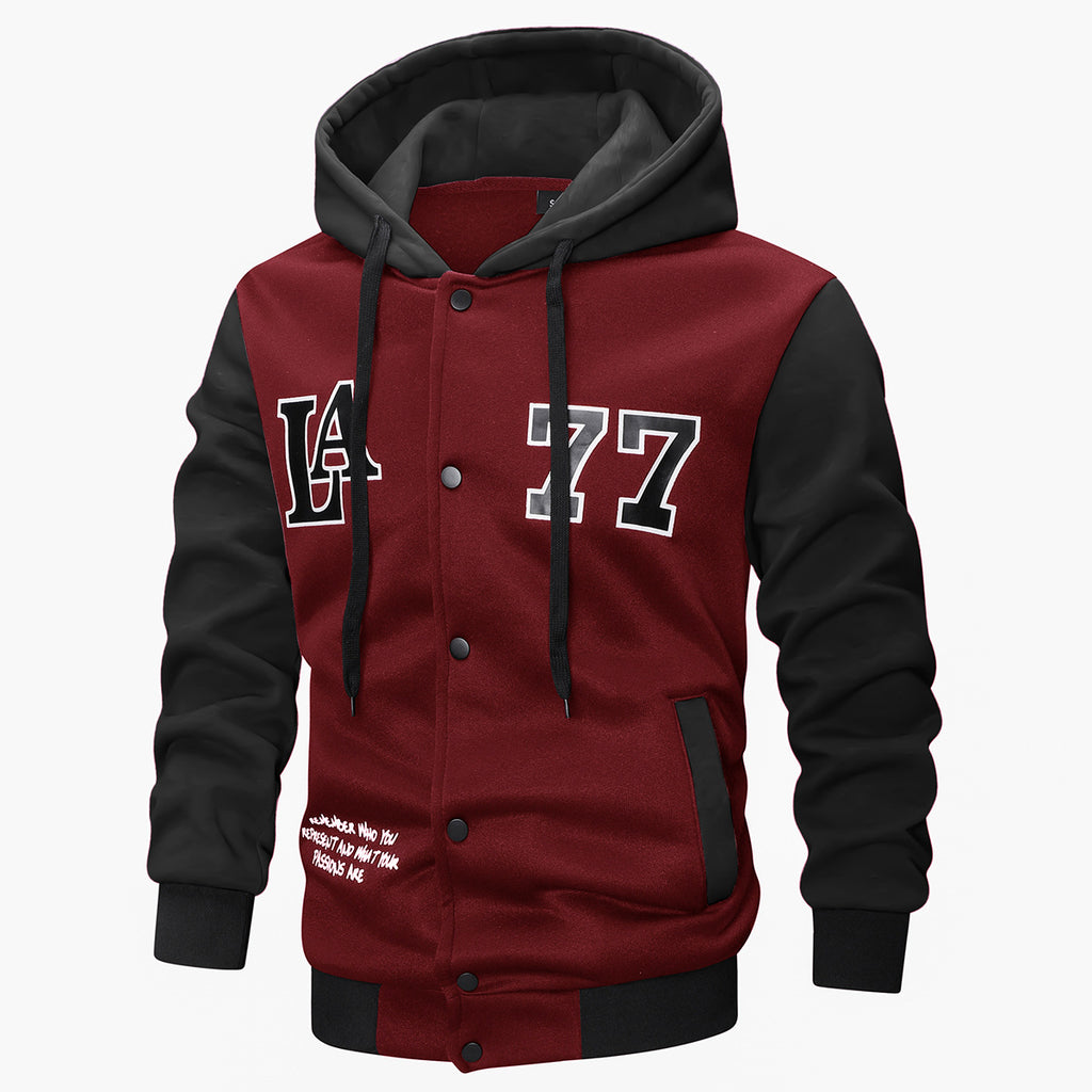 Mens Knitted Hooded Jacket With Embroidery And Print