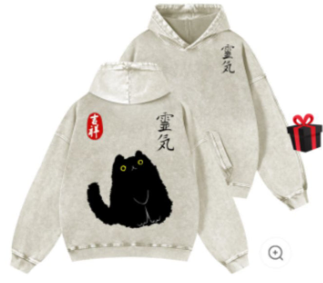 Pure Cotton Washed Vintage Hooded Sweatshirt With Double-layer Hood