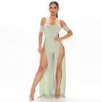 Women's Fashion Mesh Print Sheer Pant Set
