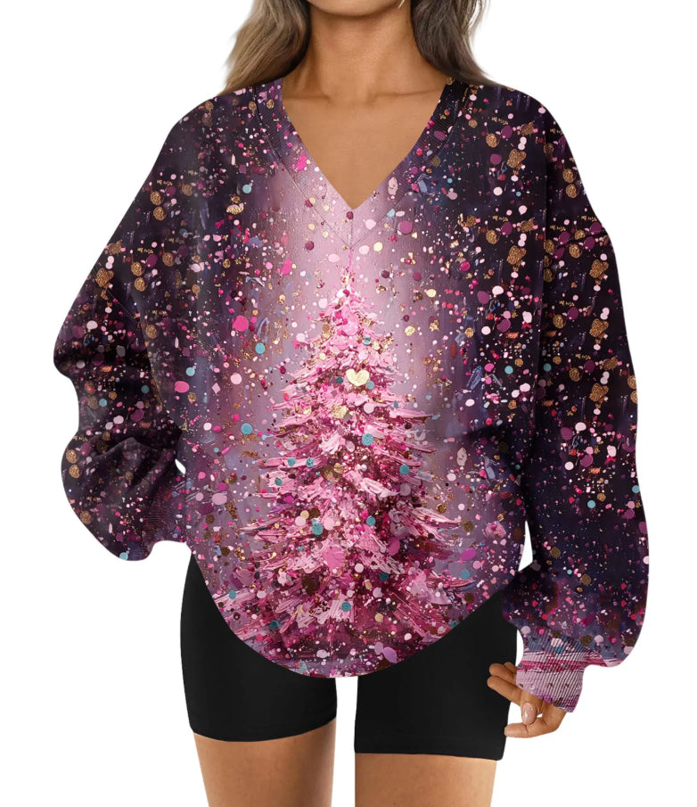 Womens 3D printed V neck Sweatshirt For Fall And Winter