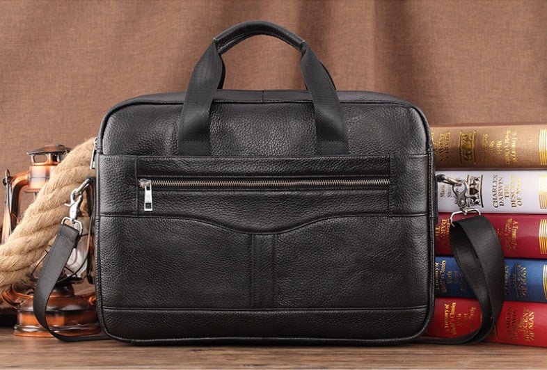 Men Official Document First Layer Leather Crossbody Bag