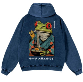 Pure Cotton Washed Vintage Hooded Sweatshirt With Double-layer Hood