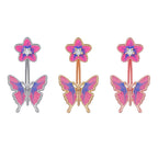 Dripping Butterfly Belly Ring Navel Stud Piercing Jewelry