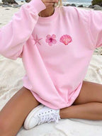 Women's Casual Simple Heart-Printed Loose-Fitting