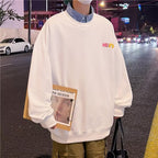 Loose Student Versatile High Street Alphabet Full Print Round Neck Pullover Sweatshirt Male