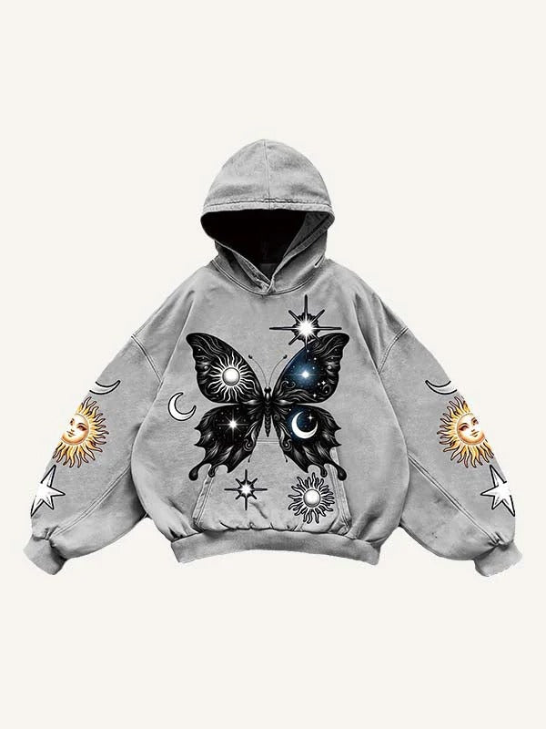Loose Long Sleeved Casual Retro Hooded Sweatshirt