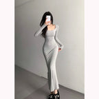 Slim Fit Square Neck Dress For Women