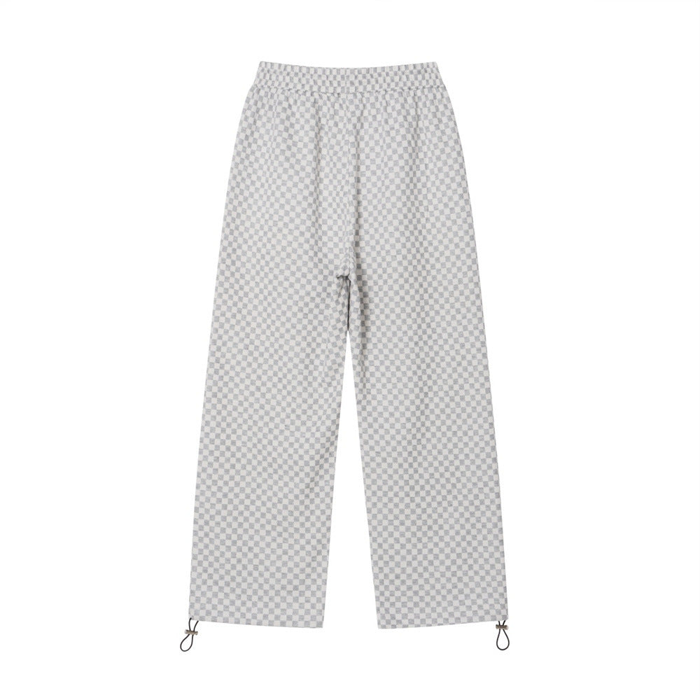 Chessboard Plaid Jacquard Casual Pants Men