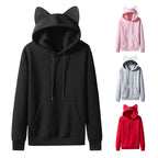Women's Cat Ear Design Hooded Fleece Couple Sweater Hoodie