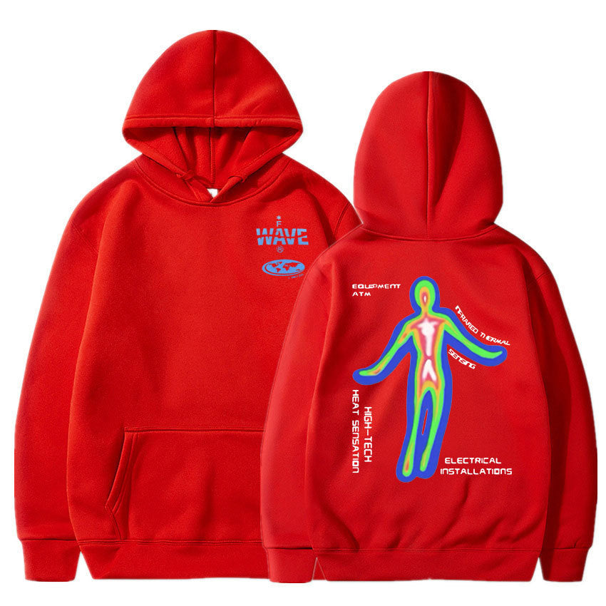 Skeleton Thermal Imaging Graphic Print Hoodie Men's Hip Hop