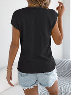 Women S Casual Solid Color Button V-Neck Knit Vacation Top
