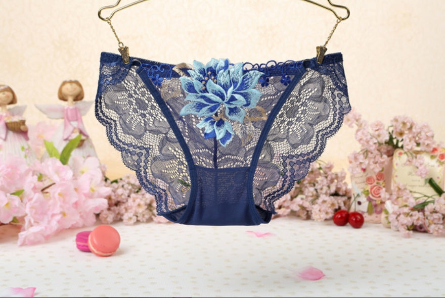 Sexy Lace Low Waist Cute Embroidered Ladies Panties