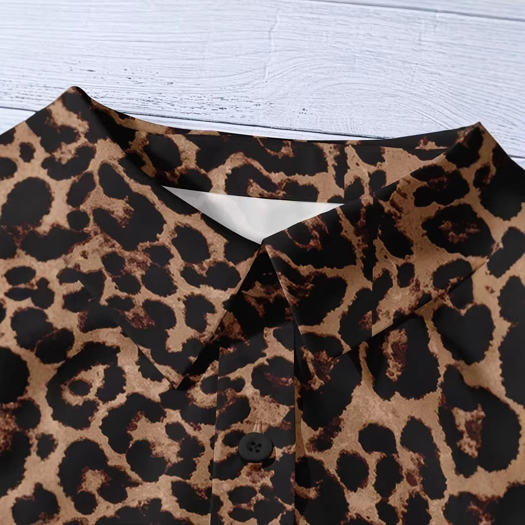 Elegant Leopard-Print Blouse For Women
