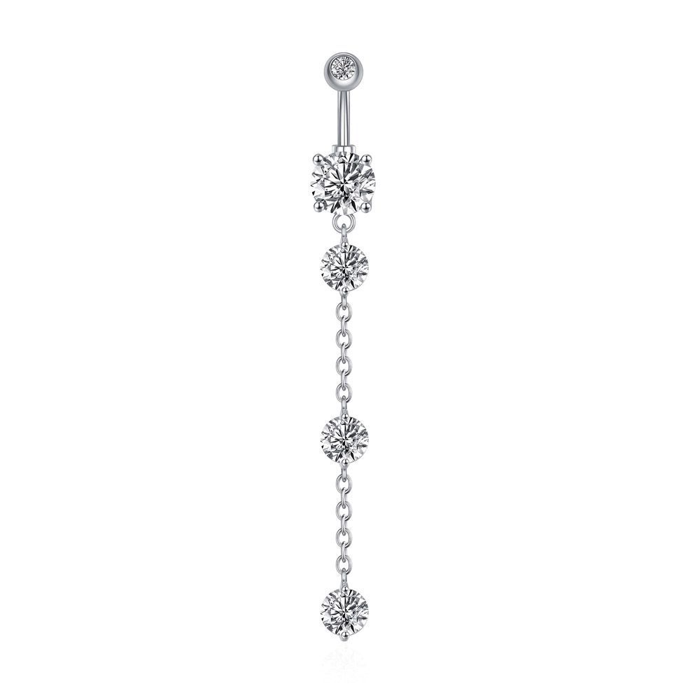 Zircon Tassel Belly Ring Navel Stud Piercing Jewelry