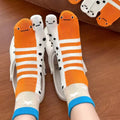 Cute Cartoon Tabi Socks, Funny Split-Toe Socks With Animal Print, Novelty Striped Polka Dot Crew Socks For Casual & Gag Gifts