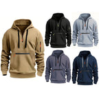 Waterproof Zipper Multi-pocket Hoodie Men's Sport Casual Sweatshirt