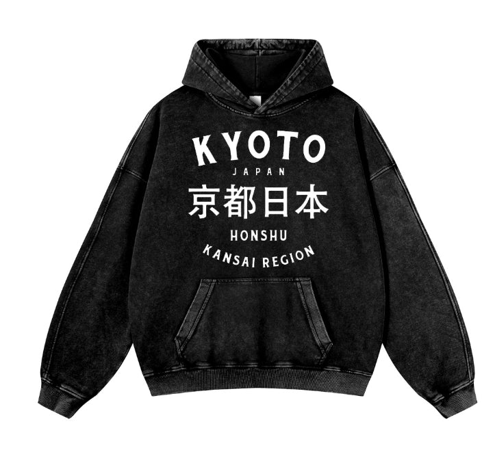 Washed-and-aged Hooded Sweatshirt, Unisex, Vintage Style