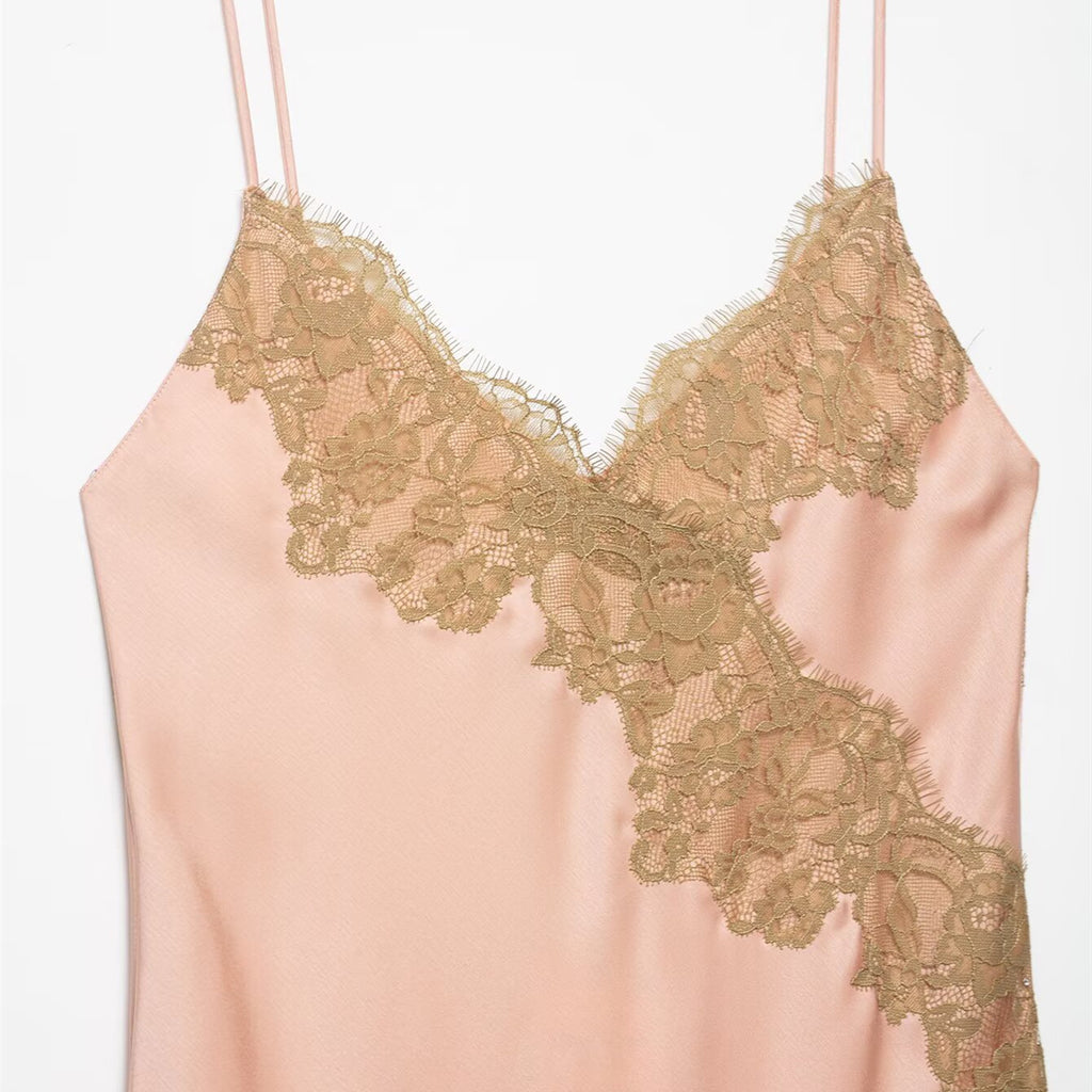 European And American-style Satin Lace Slip Dress For Women
