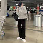 Casual Long Sleeve Loose Coat Half High Neck Zipper Sweater For Men