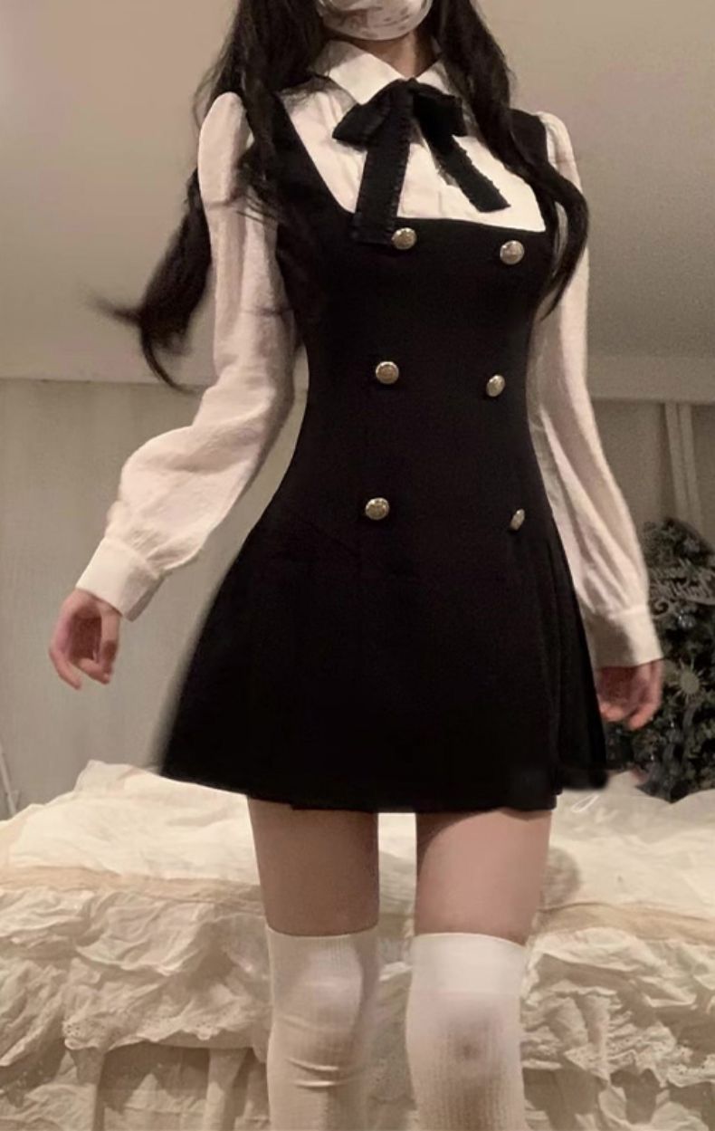 French-style Suspender Fake Two-Piece Dress For Women