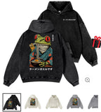 Pure Cotton Washed Vintage Hooded Sweatshirt With Double-layer Hood