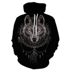 Men's Death Wolf Pattern Digital Printing Hooded Jacket Personalized 3d Sweater