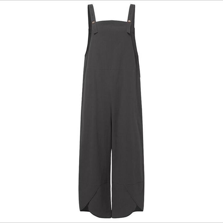 Women's Jumpsuits With Pockets Solid Color Casual Cropped Overalls Long Pant Romper
