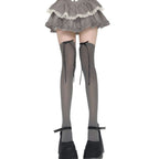 Spring Summer Thin Gray Over-the-Knee High Socks, Ballet Style Sweet Lolita Sheer Socks For Girls, Slouch Socks
