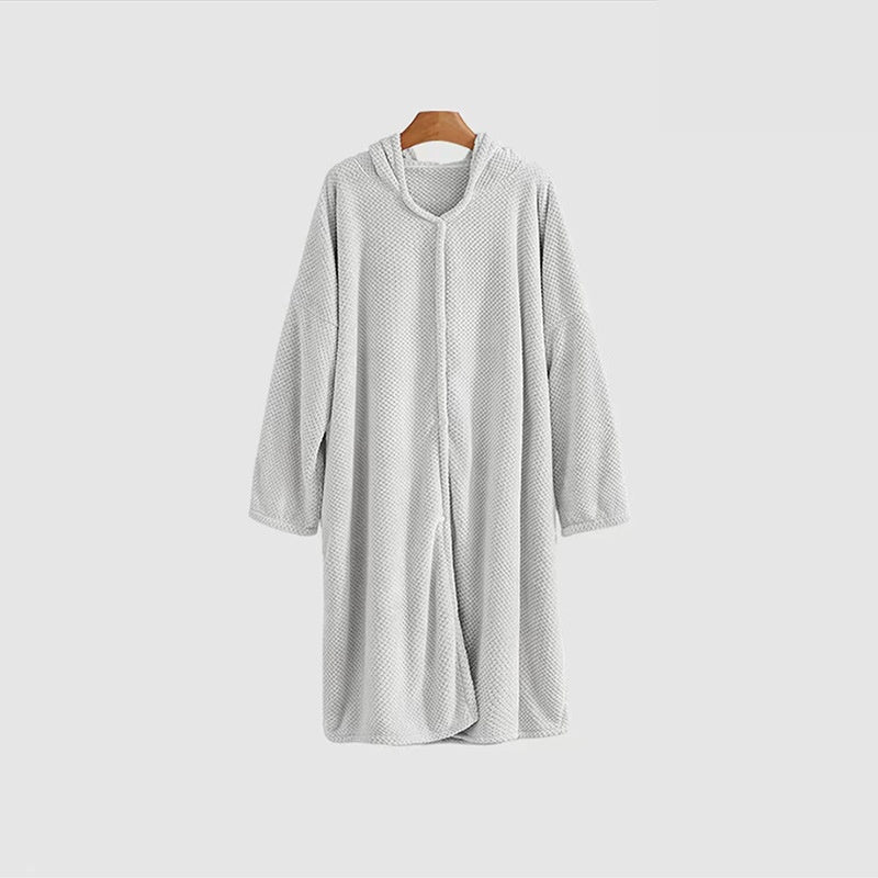Pineapple-grain Long-sleeve Hooded Bathrobe Pajamas