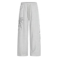 High-Street American-Style Design Womens Straight Joggers With Thorn Print