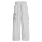 High-Street American-Style Design Womens Straight Joggers With Thorn Print