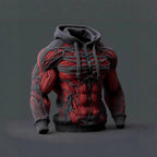 Simple Digital Print Long Sleeve Men's Hooded Sweatshirt