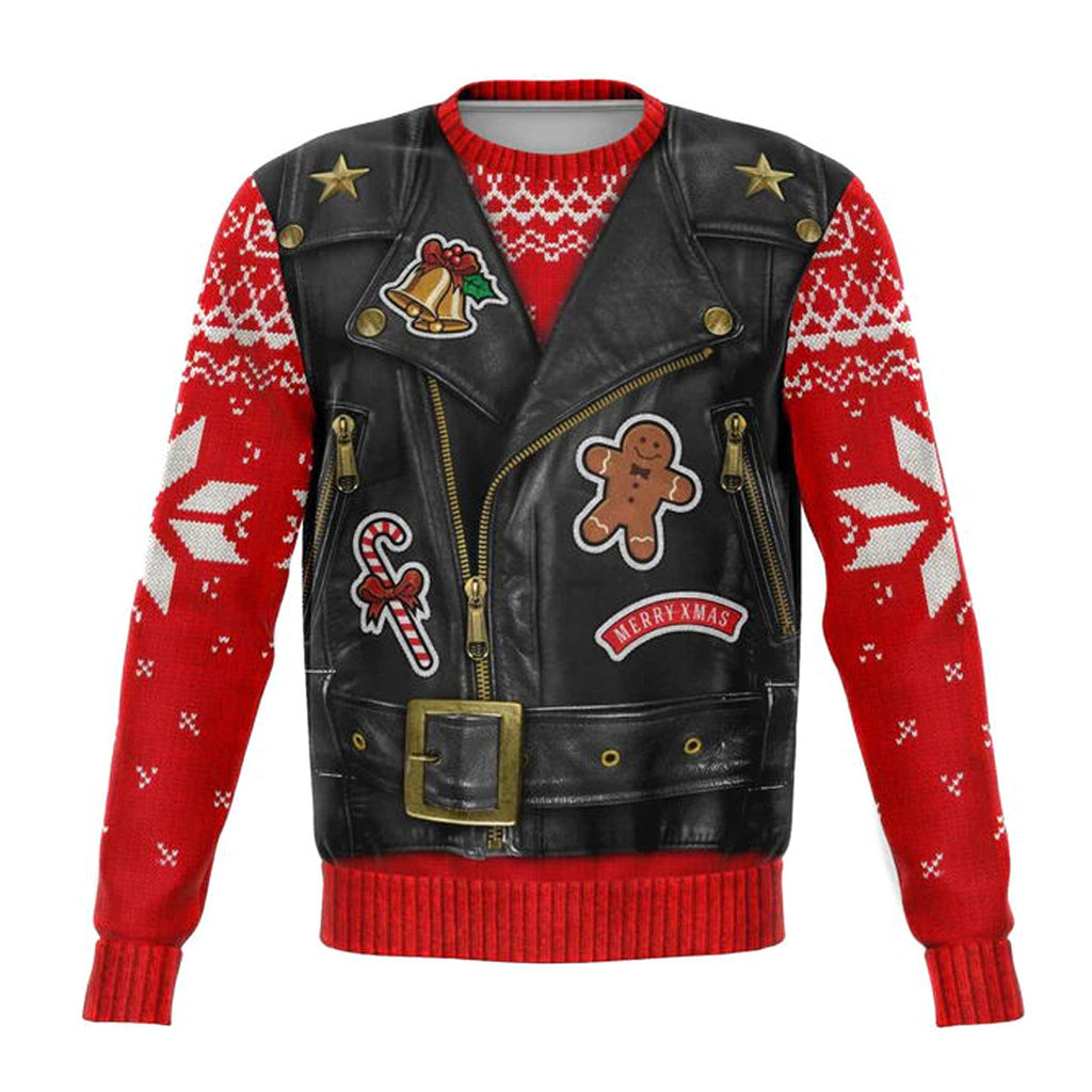 New 3D Printed Fake Two-piece Christmas Men's Round Neck Sweater