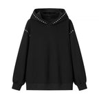 Casual Rivet Design Hooded Sweatshirt For Women