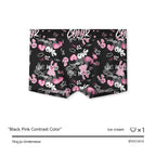 Black Pink Breathable Antibacterial Crotch Mid Waist Boxer Briefs Men