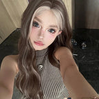 Lace Gray Gold Dyed Long Curly Wig