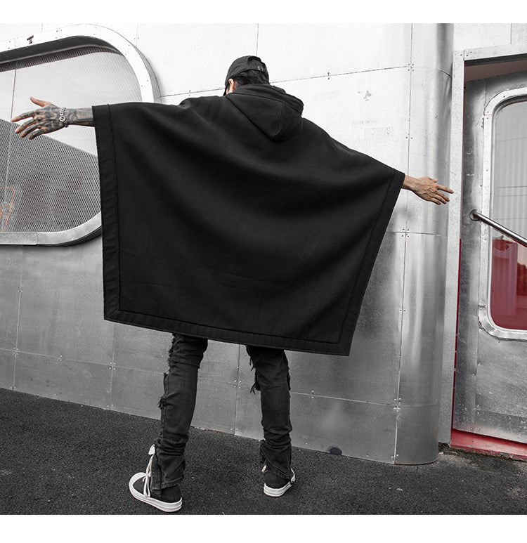 Men's Loose Bat Cape Mid Length Sweater