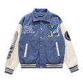 American Punk Flocked Embroidery Letter Contrast Jacket Coat