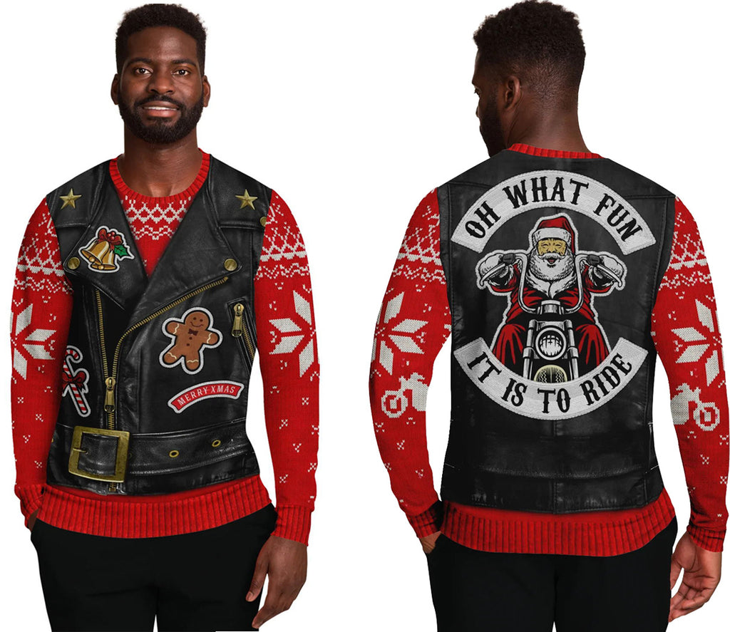 New 3D Printed Fake Two-piece Christmas Men's Round Neck Sweater